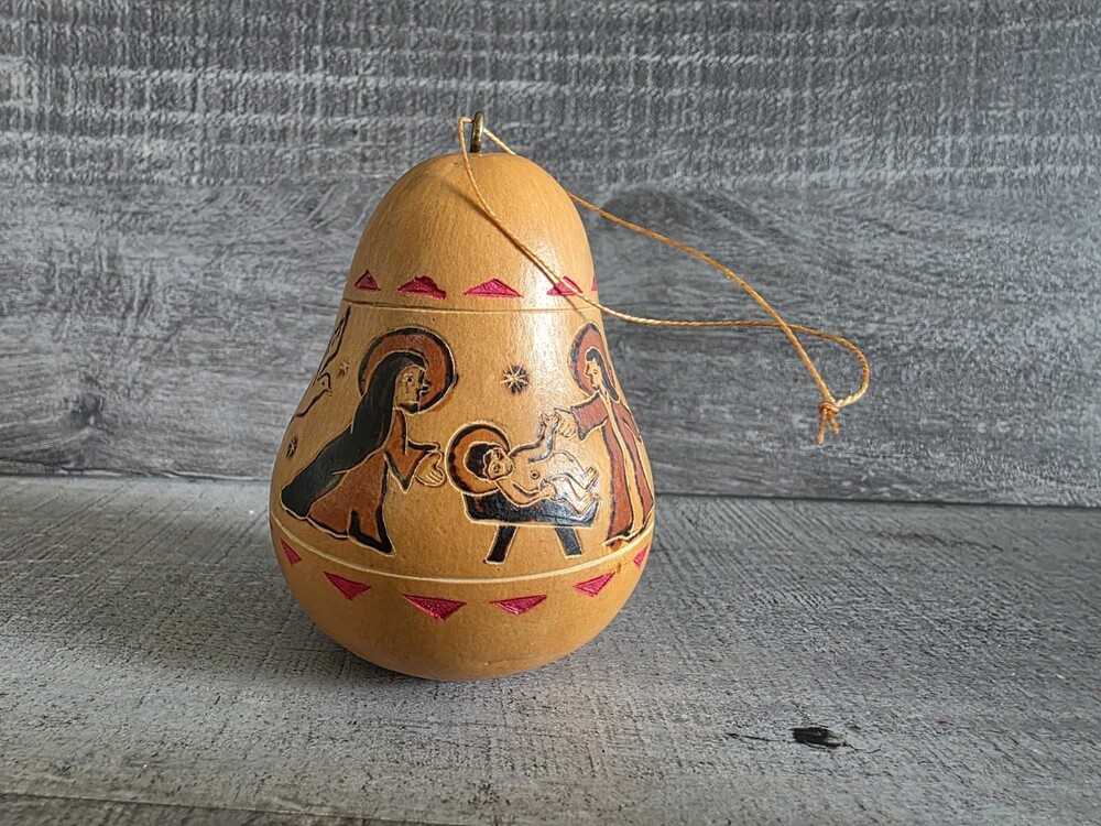 Peru Gourd Nativity Peruvian Baby Jesus Mary Joseph Christmas Ornament G32